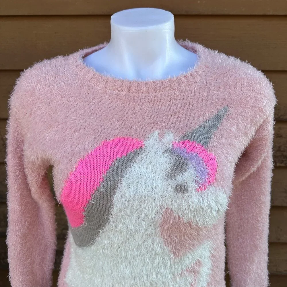 Epic Threads Pink Fuzzy Knit Sweater With Unicorn Design - Picture 6 of 10